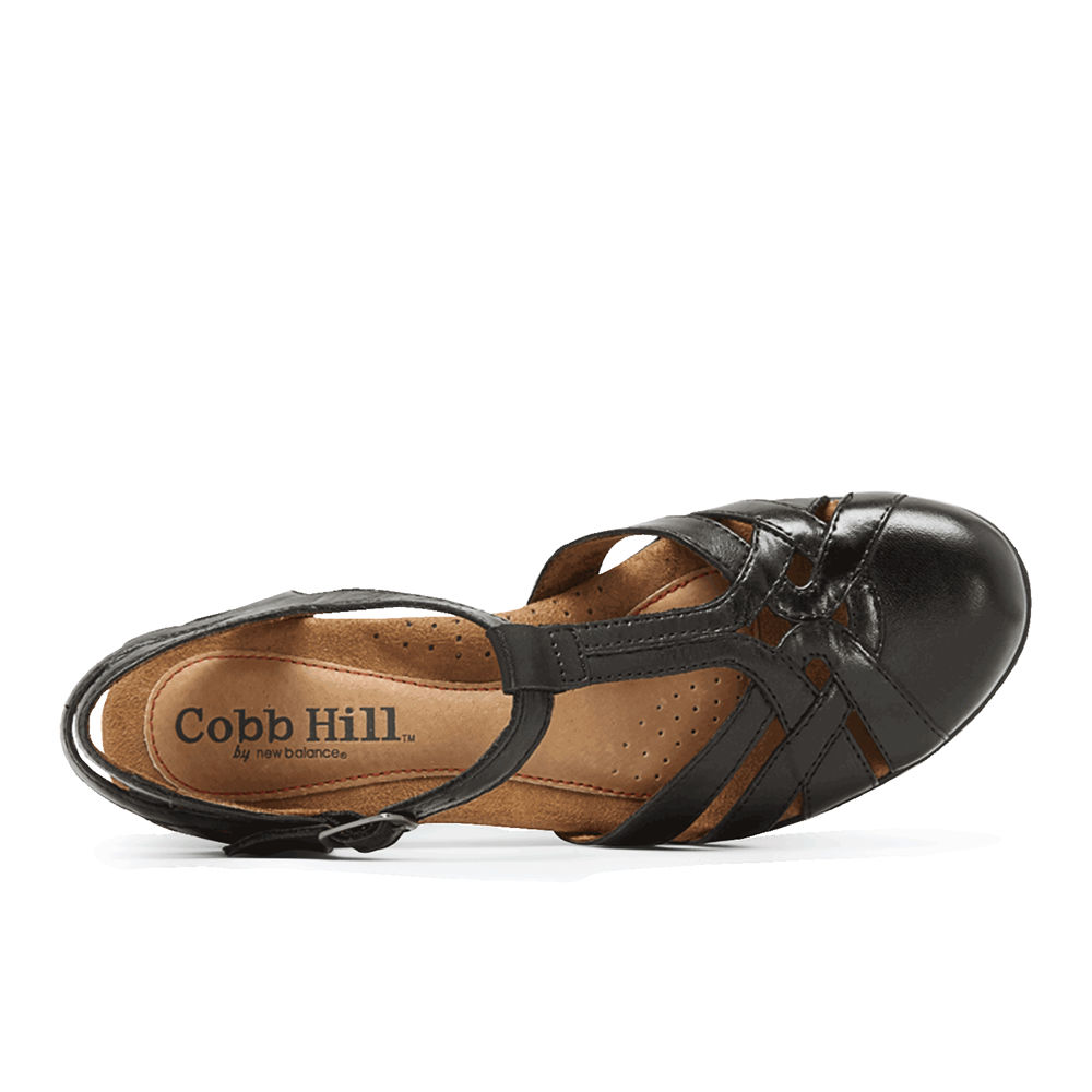 Rockport Womens Cobb Hill Aubrey T-Strap - Sandals Black - HLF795120